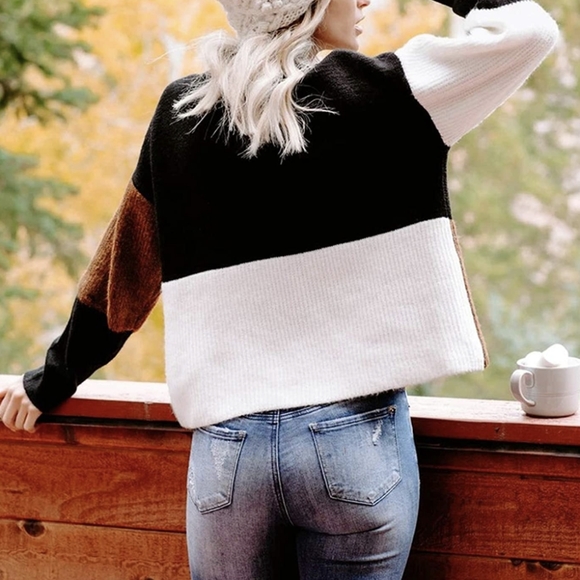 New Retro Throw Back Color Block Mock Neck… - Picture 5 of 7